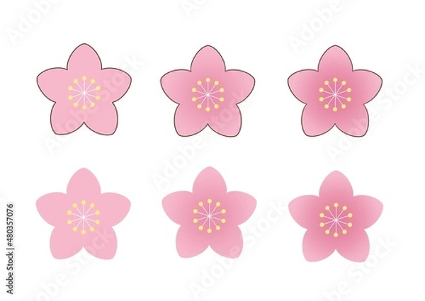 Obraz シンプルでかわいい桃の花のイラスト　