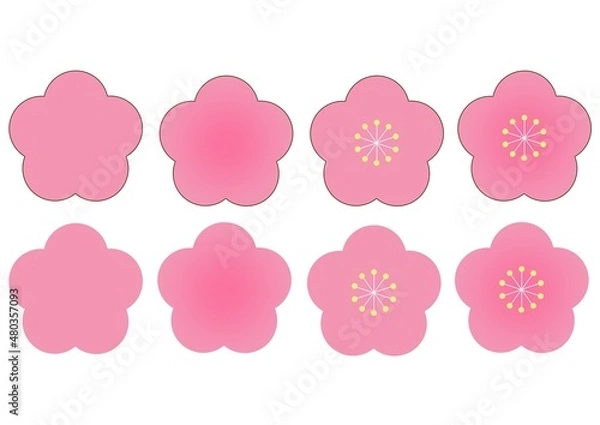 Obraz シンプルでかわいい梅の花のイラスト　