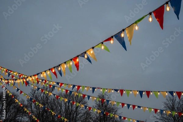 Fototapeta colorful flags with lights