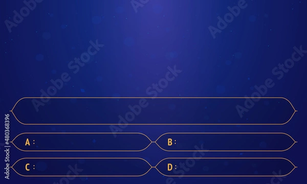 Fototapeta Question and answers template from TV game. Test and quiz concept. Quiz game in tv. Gradient background of blue and azure color. Four answers for knowledge exam.
