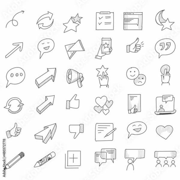 Fototapeta Hand drawn business icons set sketch