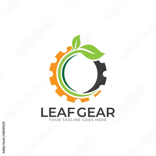 Obraz Gear leaf logo, vector logo template.