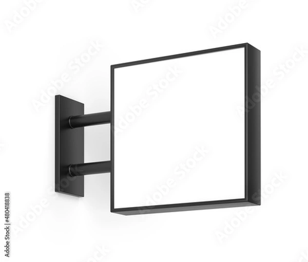 Fototapeta Blank square light box sign mockup with copy space