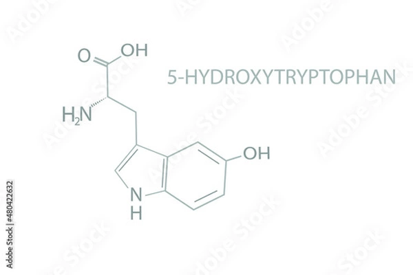 Fototapeta 5-Hydroxytryptophan molecular skeletal chemical formula.