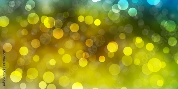 Fototapeta Light Blue, Yellow vector background with circles.