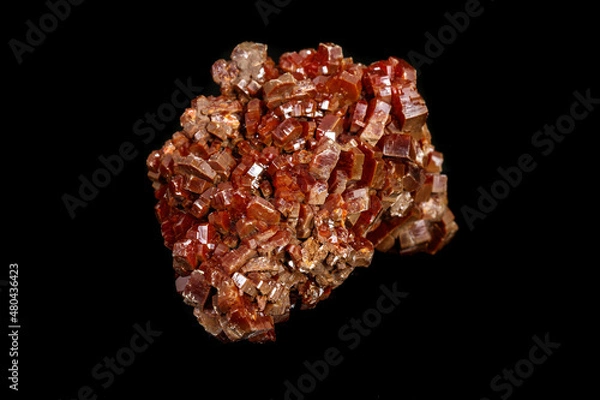 Fototapeta Macro mineral stone Vanadinite on a black background