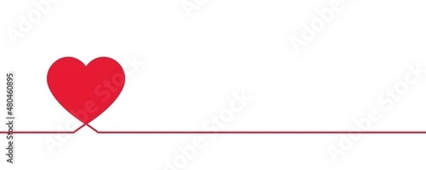 Fototapeta Love heart line background, Romance, Charity, Pulse trace, ECG or EKG Cardio graph symbol for Health and Medical