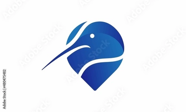 Obraz blue bird pin logo icon 