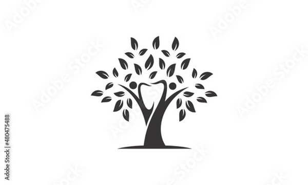 Obraz tree with dental symbol logo vector
