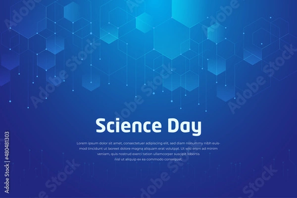 Fototapeta Vector illustration of a background for World Science Day. Science Day design with modern, shinny and technology background.