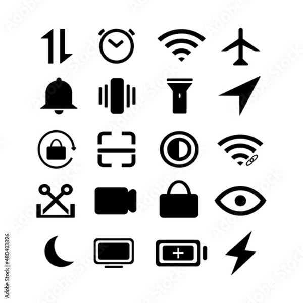 Fototapeta a set of control center simple design symbols on mobile phones
