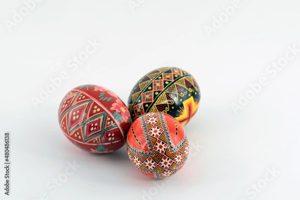 Fototapeta Pysanka - Vintage Ukrainian Easter Eggs on a white background
