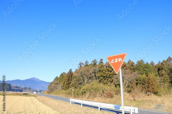 Obraz 日本にある、ここで一時停止しなければいけないことを表す道路標識