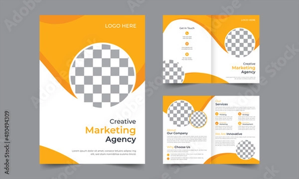 Fototapeta Corporate and business bi-fold brochure design. Flyer template Vector illustration