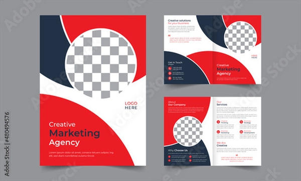 Fototapeta Business bi-fold brochure design. A4 bi-fold brochure template Vector illustration