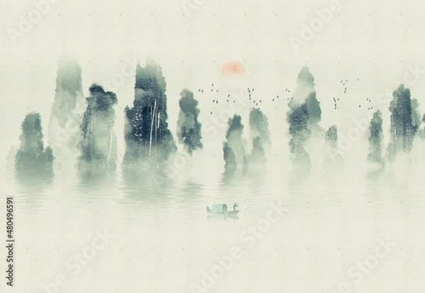 Obraz Chinese style artistic conception ink landscape painting