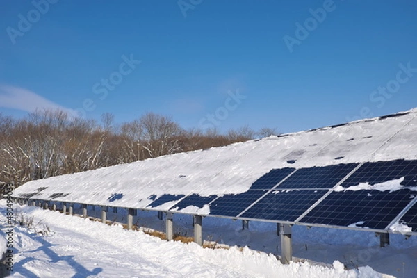 Obraz ソーラーパネルと雪