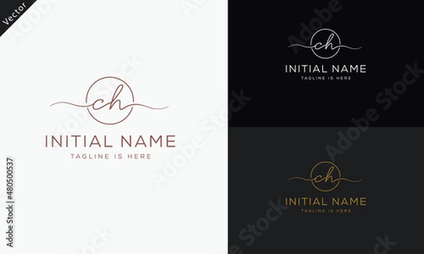 Fototapeta CH HC Signature initial logo template vector