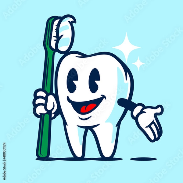 Obraz Smile Tooth Vector Cartoon Character