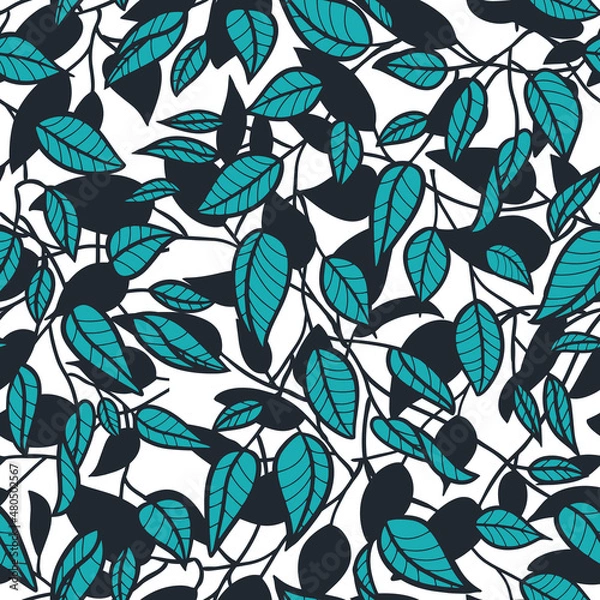 Fototapeta Minimalist Leaf Line Art Illustration as a Seamless Surface Pattern Design