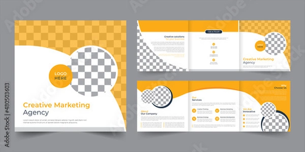 Fototapeta Corporate and business square tri-fold brochure design. Flyer template Vector illustration