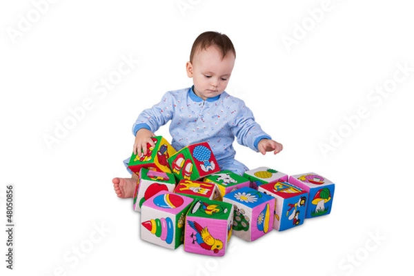 Obraz Baby boy with soft cubes