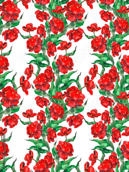 Obraz Seamless background, floral pattern.  Watercolor background.