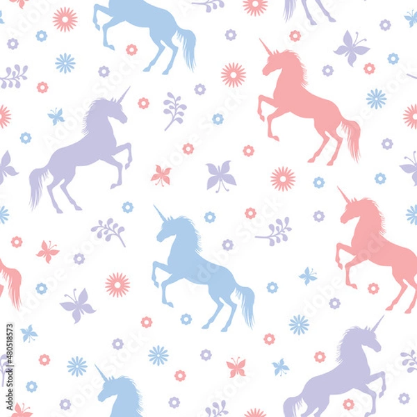 Fototapeta Mycology unicorn pattern seamless
