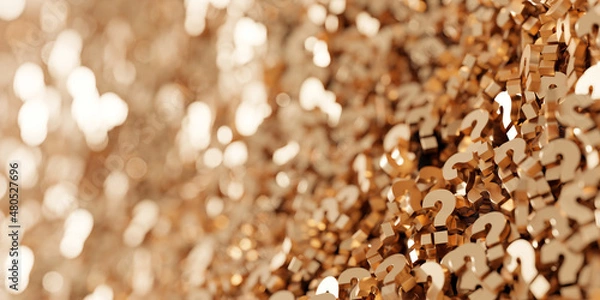 Fototapeta Infinite and colored question marks, business and human choices theme, original 3d rendering