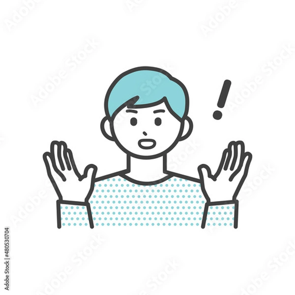 Obraz 若い男性が驚くイラスト素材