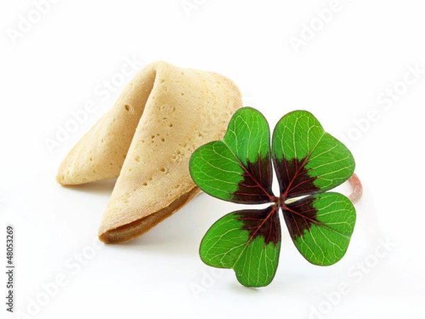Fototapeta Glückskeks mit Kleeblatt