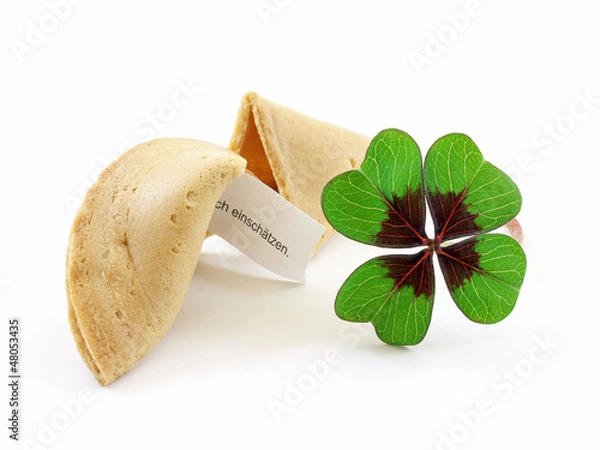 Fototapeta Glückskeks mit Glücksklee