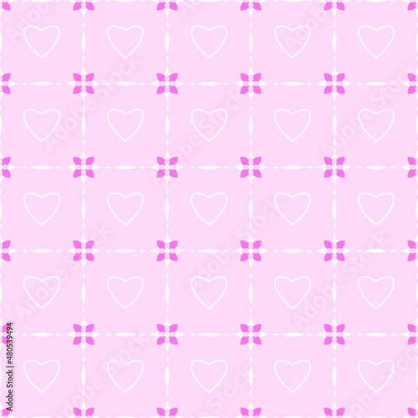 Obraz Valentine's day background, Abstract seamless pattern with hearts. Template greeting card, invitation and advertising banner, brochure. Cute Valentine cards. Wrapping paper for present.