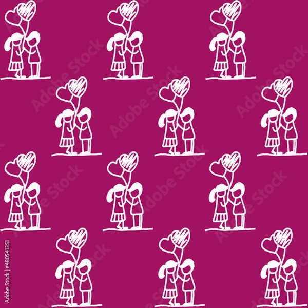 Obraz Valentine's day background, Abstract seamless pattern with hearts. Template greeting card, invitation and advertising banner, brochure. Cute Valentine cards.