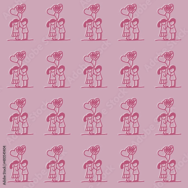 Obraz Valentine's day background, Abstract seamless pattern with hearts. Template greeting card, invitation and advertising banner, brochure. Cute Valentine cards.