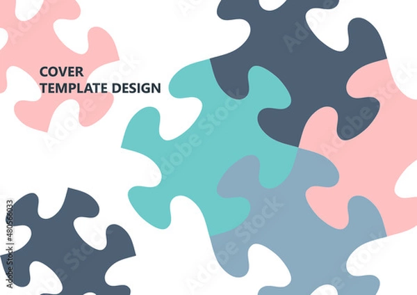Obraz Bright color puzzle, puzzle with place for text. The idea of unity, teamwork. Vector