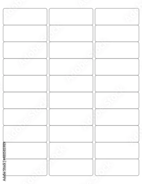 Fototapeta Rectangular Blank Label Template - Multipurpose Template - SVG -30 labels per sheet