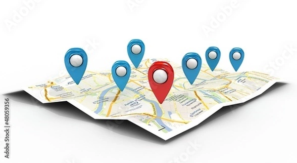 Obraz mapa z pinami