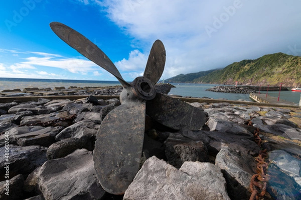 Fototapeta Povoação, Azores - July 25, 2021
Propeller on display by the sea
