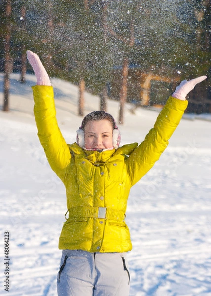 Obraz Girl throwing snow