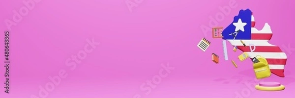 Fototapeta 3d rendering of the use of school tools in Liberia for holidays and school entry