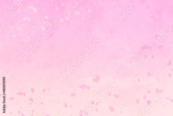 Obraz 桜の花びらが舞う春をイメージしたピンク色ぼかし背景素材 ひな祭り