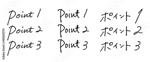 Fototapeta 【Point1】【ポイント1】 フエルトペンで書いたような手書き素材。すべてベクターデータです。手順解説、ランキング演出にご利用ください。