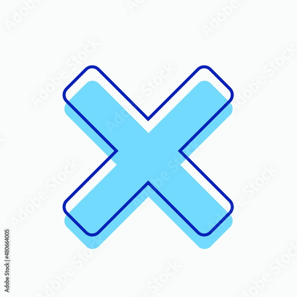 Fototapeta Cross X Flat Design for Icon, Symbol, and Logo. Blue X Square Vector for Graphic Resources. EPS 10 Editable Stroke