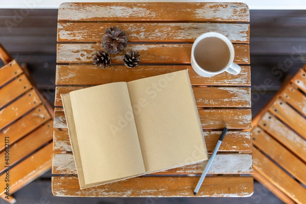 Fototapeta coffee and notebook