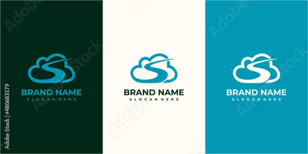 Obraz letter s cloud logo design vector. Initial Letter S Logo with Cloud Element