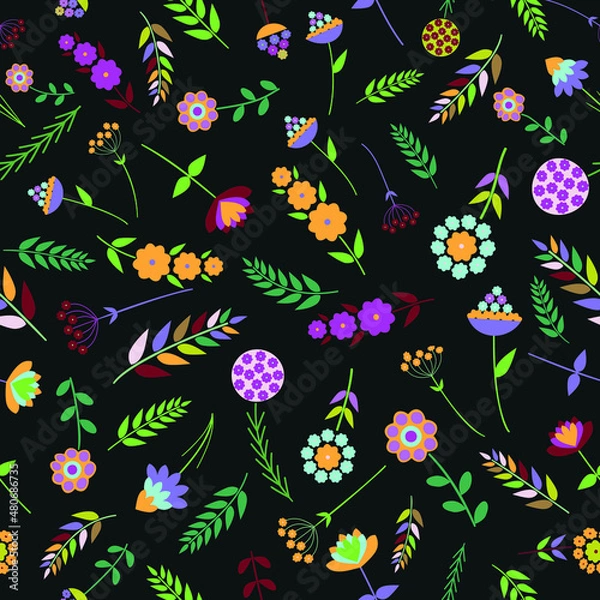 Fototapeta Seamless pattern with flowers. Spring bright background