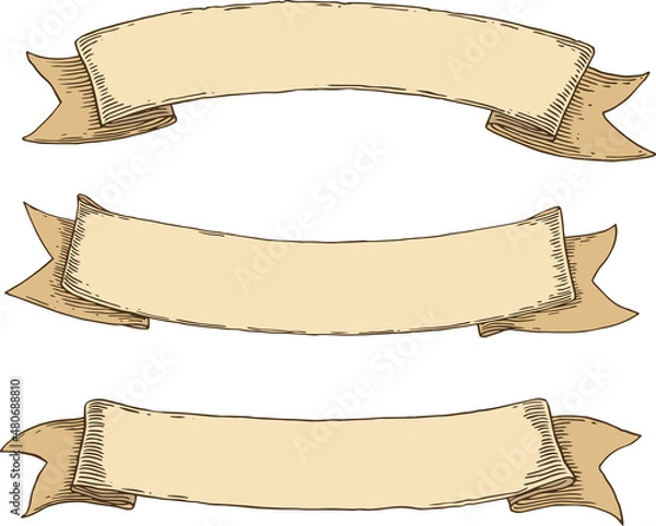 Obraz Retro Blank Heraldic Ribbons