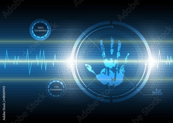 Fototapeta scan handprint technology background