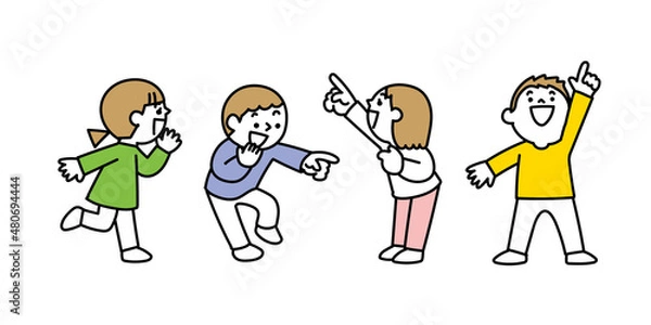 Obraz 友達と一緒に発見をする子どもたち